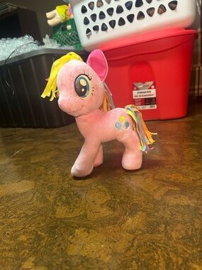My Little Pony Pink Plush with Yellow & Rainbow Mane